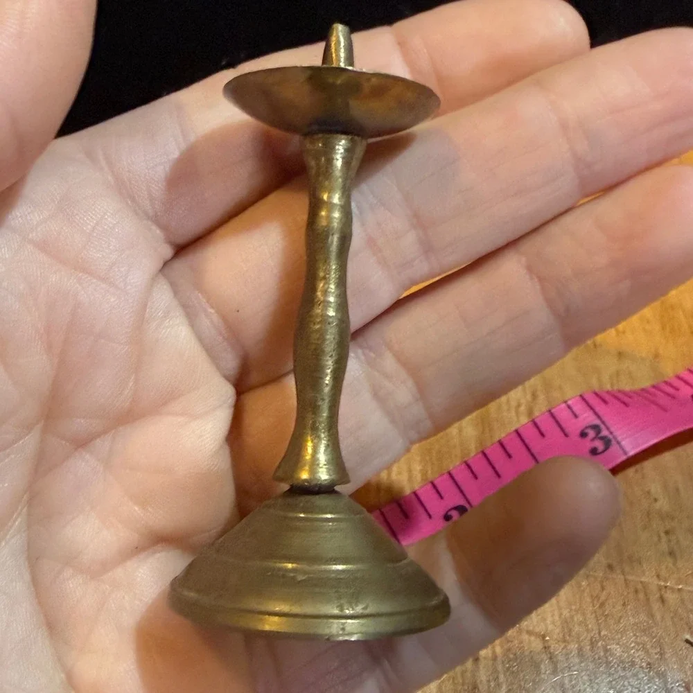 Vintage Miniature Brass Pricket Candle Holder Small Spike Chime‎ Stand 2.75 Inch